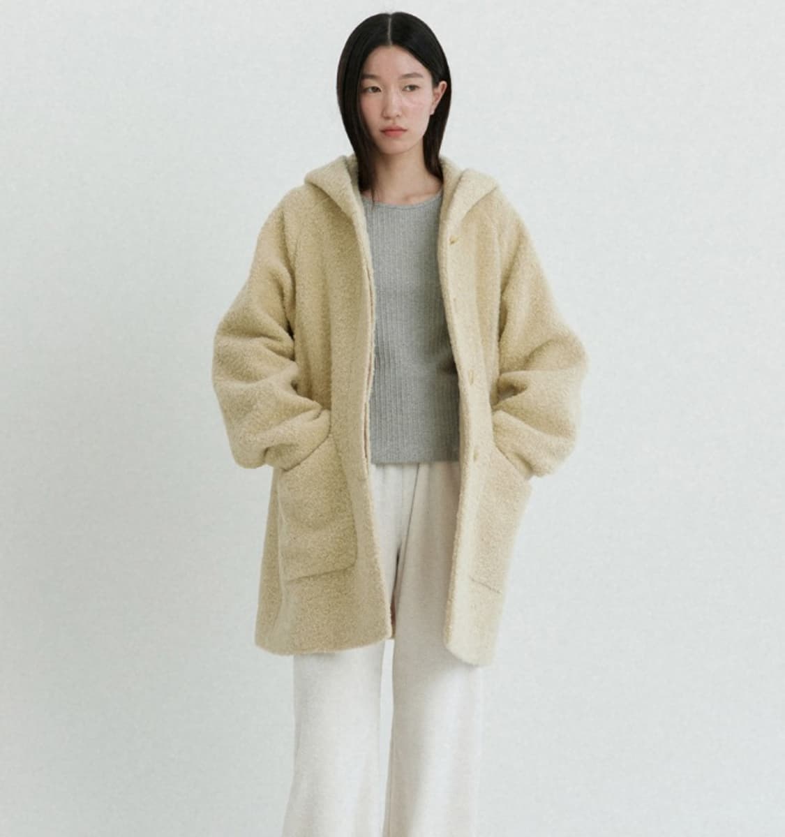 Hoodie Half Coat-Ivory 상품이미지2