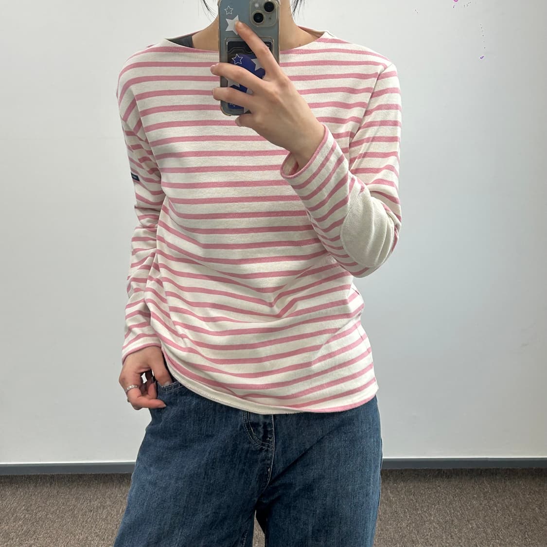 Saint james 핑크 스트라이프 패치 롱슬리브 상품이미지2