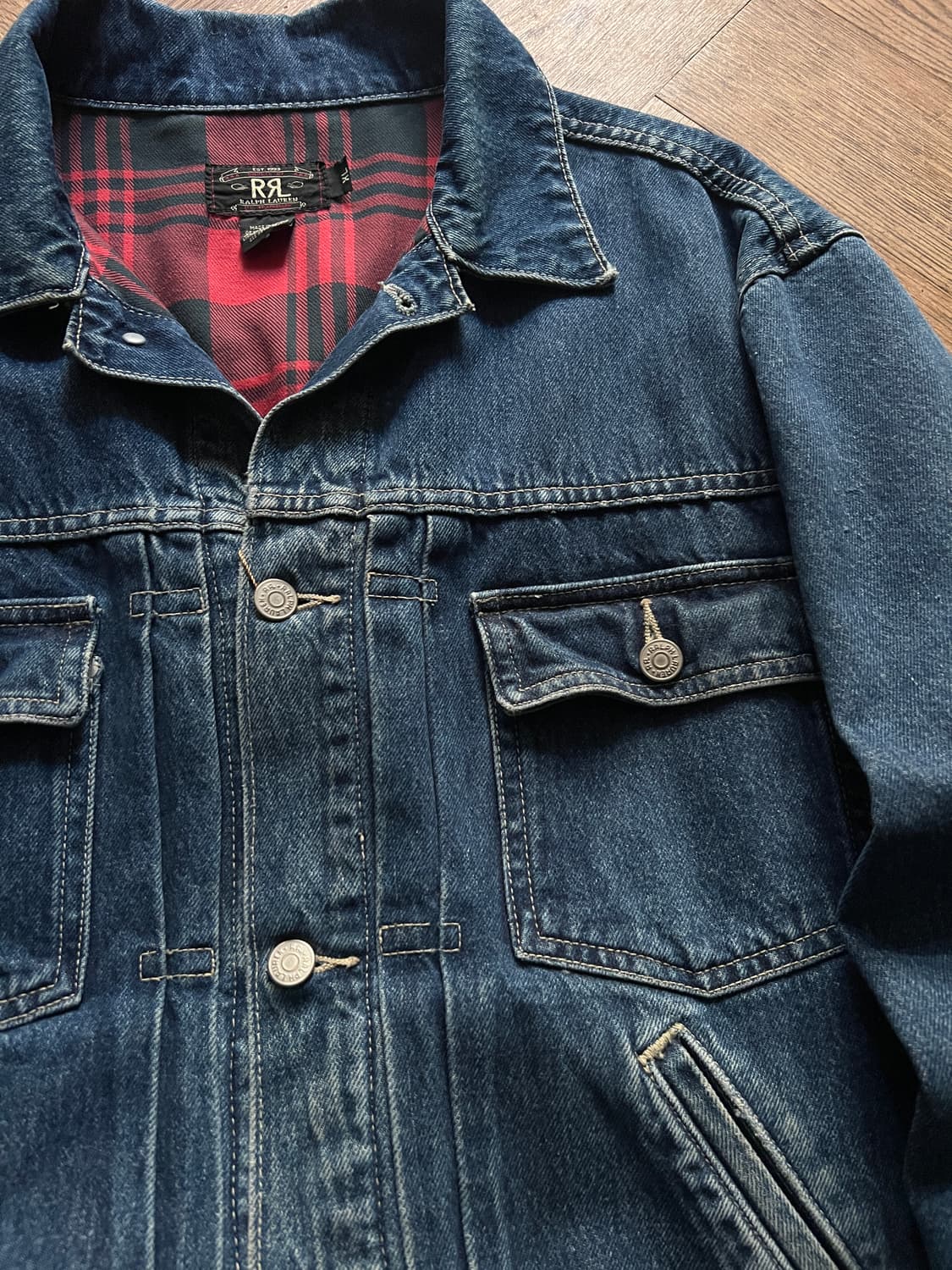 [XL]90's OG RRL 더블알엘 라이닝 데님 자켓 상품이미지3