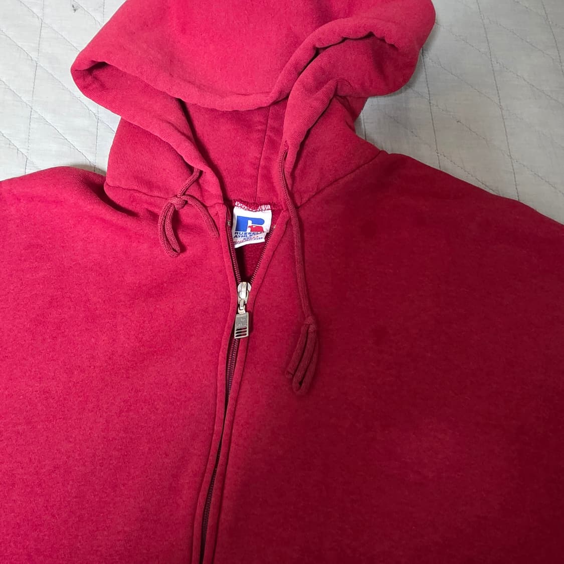 [XXL] 90s 빈티지 러셀 애슬레틱 레드 후드집업 - 라이트 페이드 상품이미지4