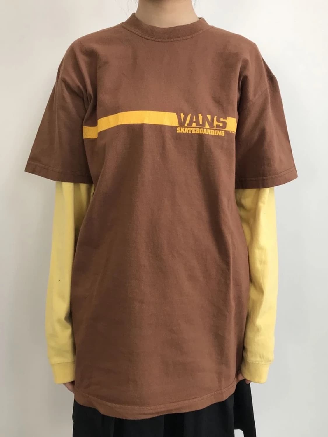 00's Vans USA Logo Line Brown Tee 상품이미지2