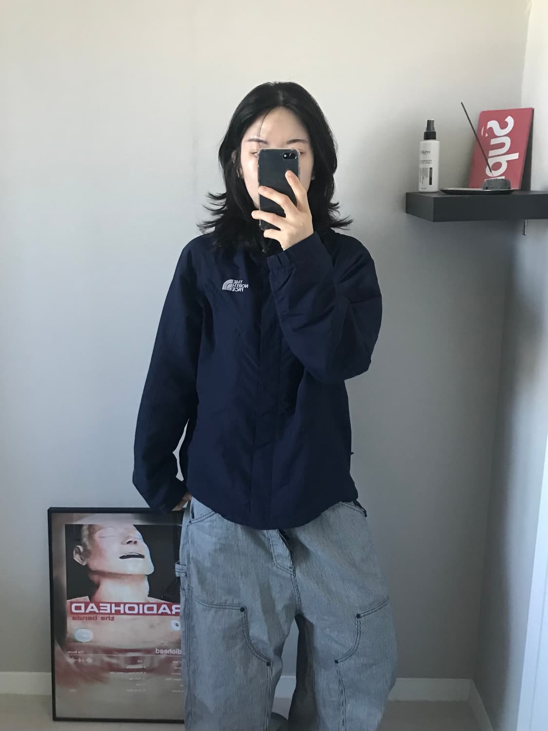 노스페이스 원드 로고 네이비 바람막이 자켓 상품이미지2