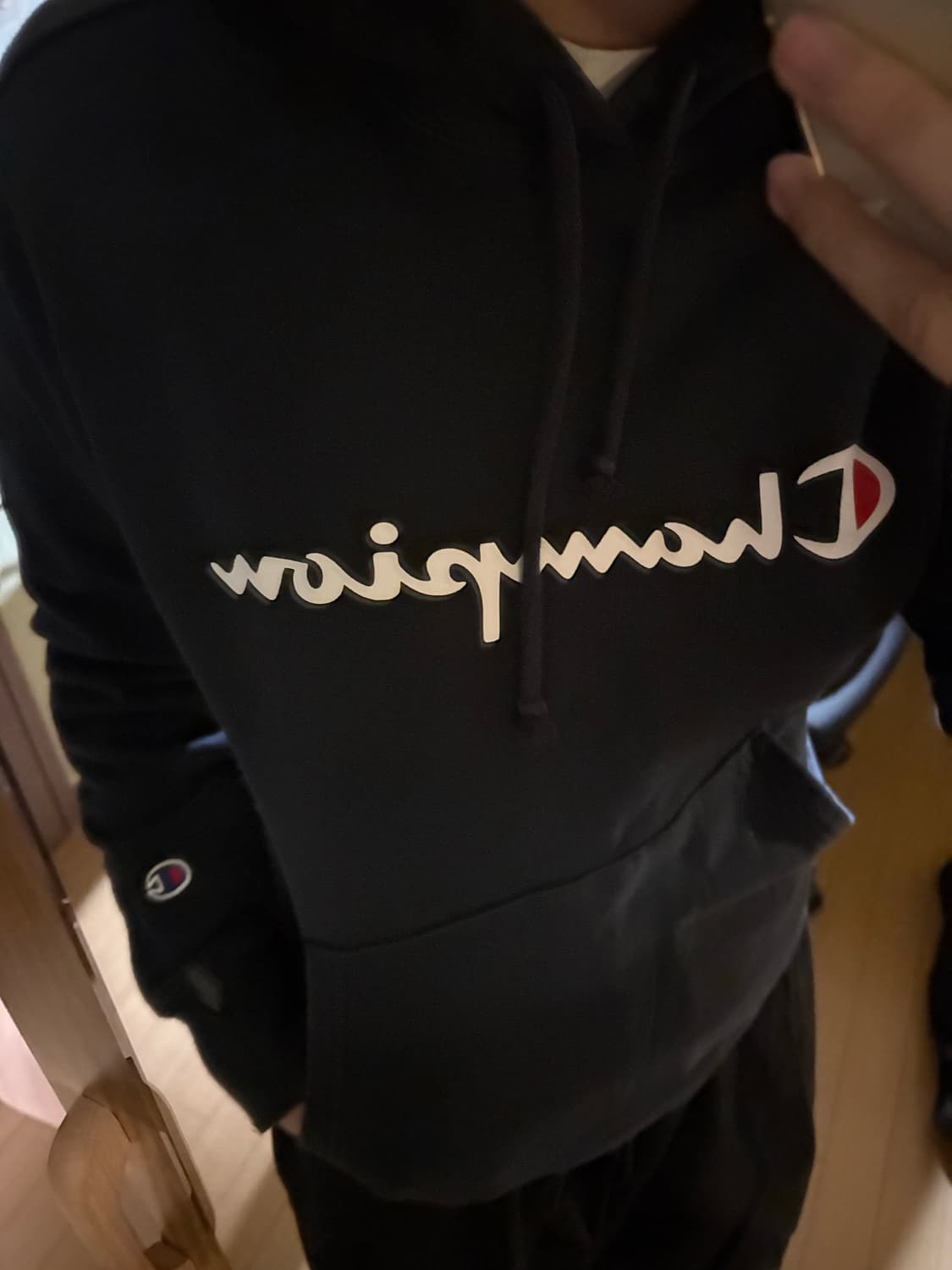 챔피온 네이비후드티 상품이미지1