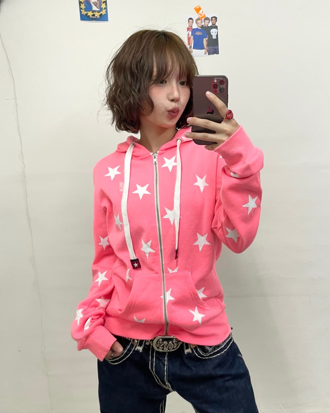 White Star Pink Hoodie Zip-Up 상품이미지1