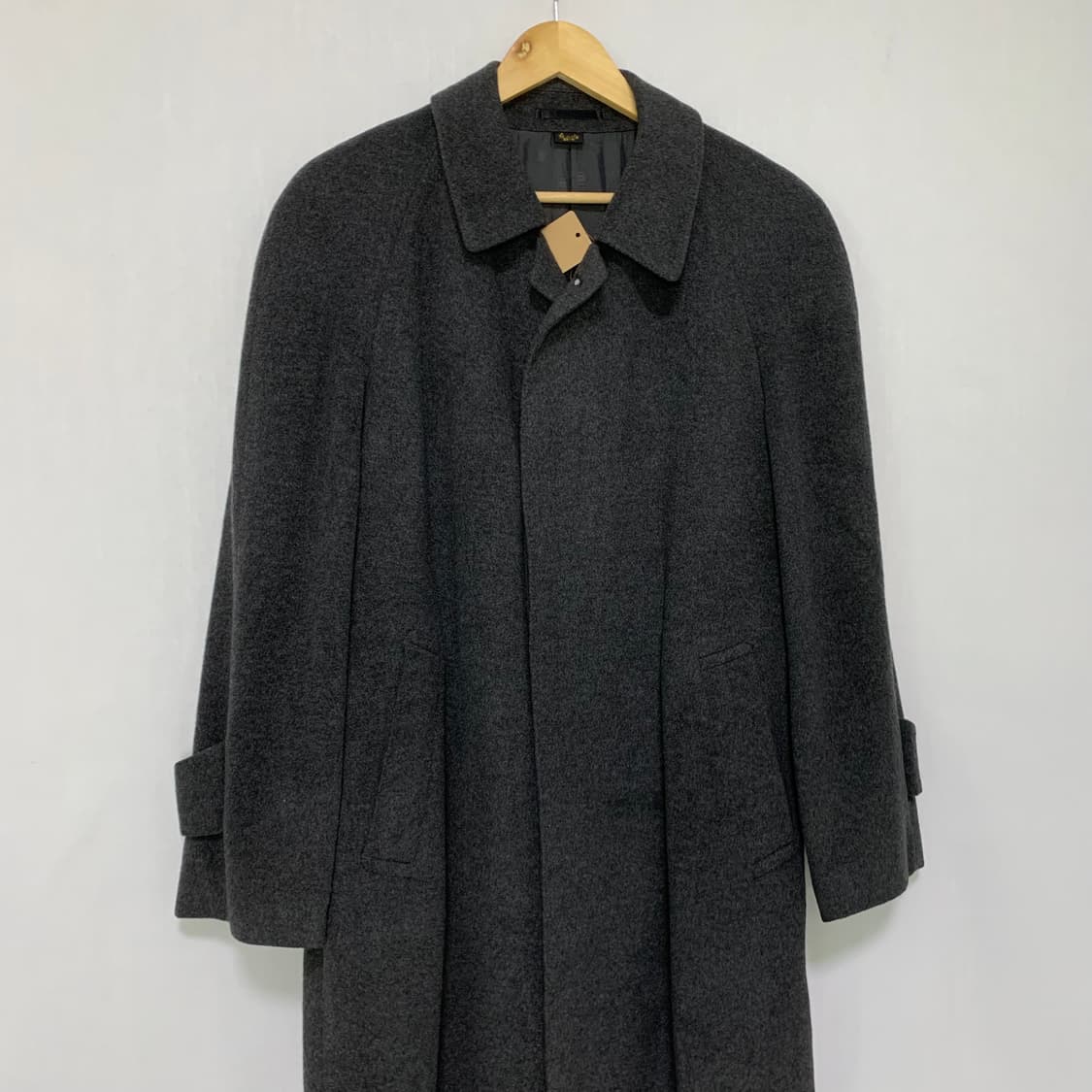 빈티지 캐시미어 100% 차콜 그레이 롱 코트 상품이미지2