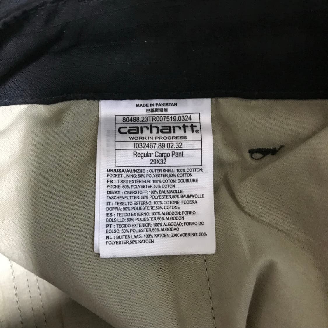 칼하트 레귤러 카고 팬츠 콜롬비아 블랙 상품이미지3