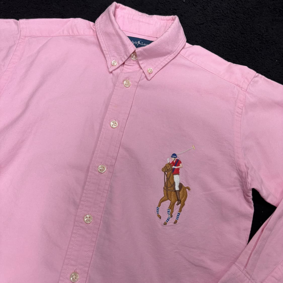 S 8-10 폴로 랄프로렌 분홍 빅포니 옥스퍼드 셔츠 상품이미지3
