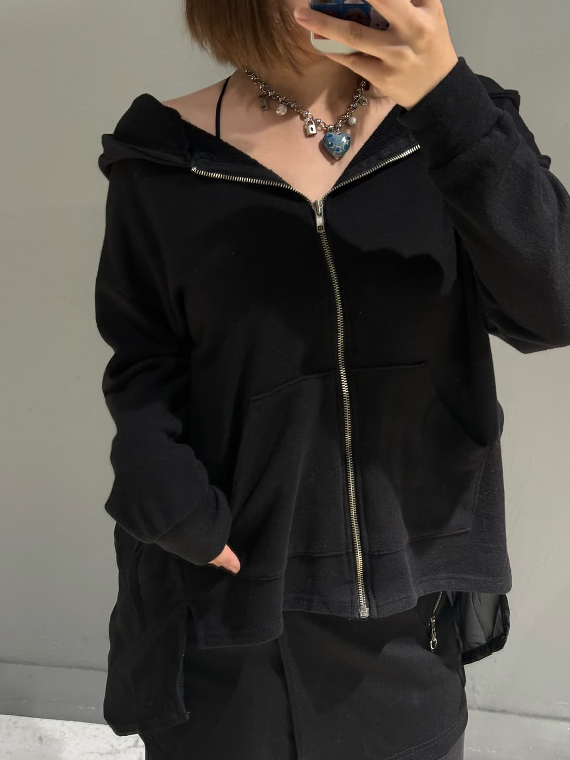 back see-through detail hood zip-up 상품이미지3