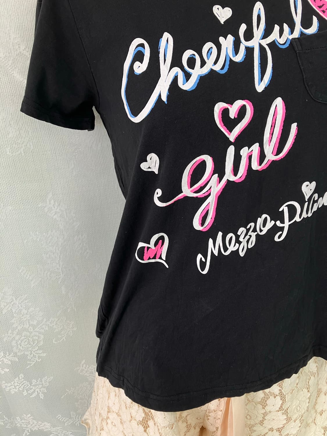 빈티지 러블리 프린팅 프릴 반팔 1127 모리걸 y2k 스트릿 갸루 펑키 상품이미지4