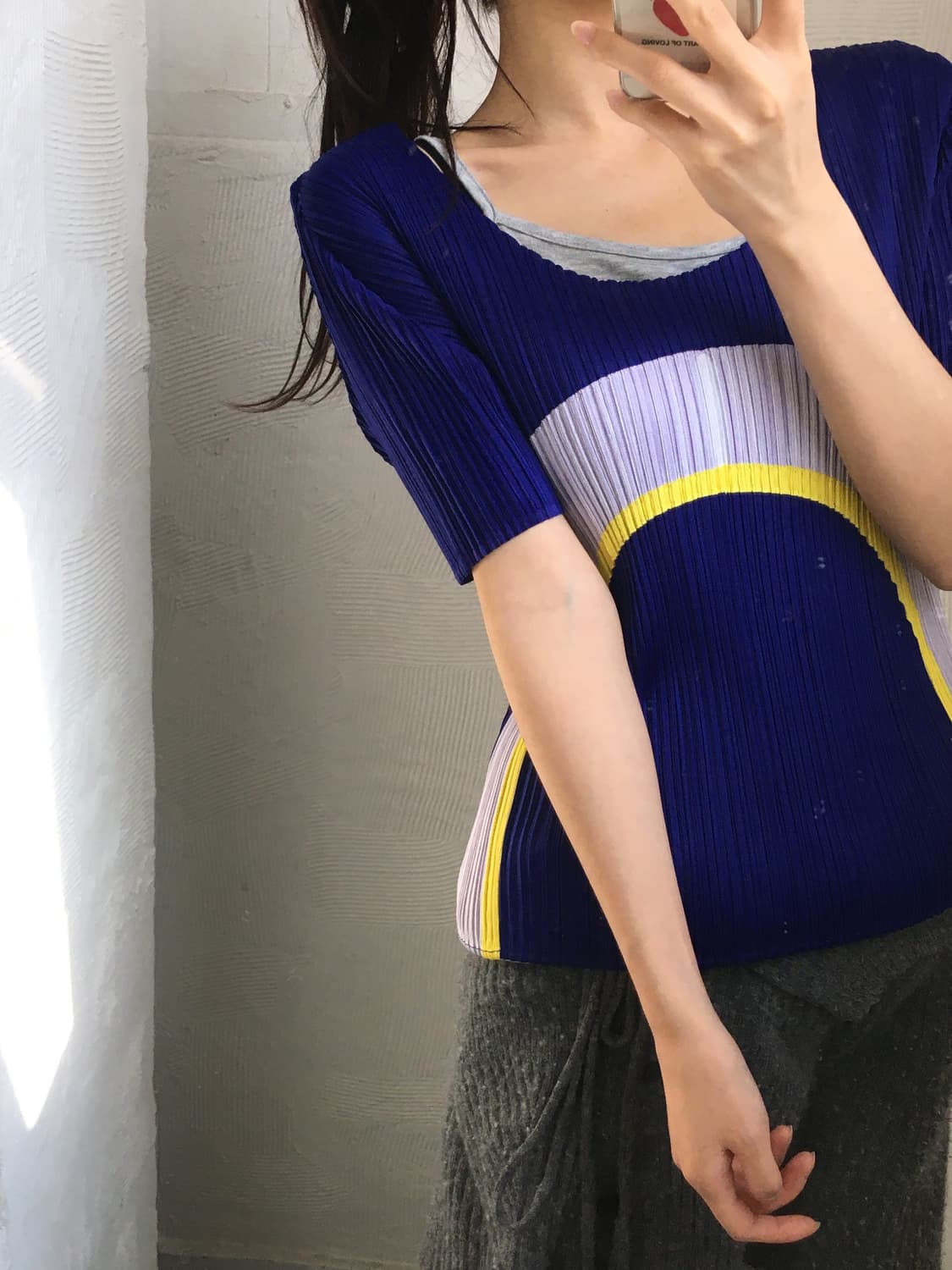 Pleats Please 플리츠플리즈 퍼플 옐로우 플리츠 반팔  상품이미지2