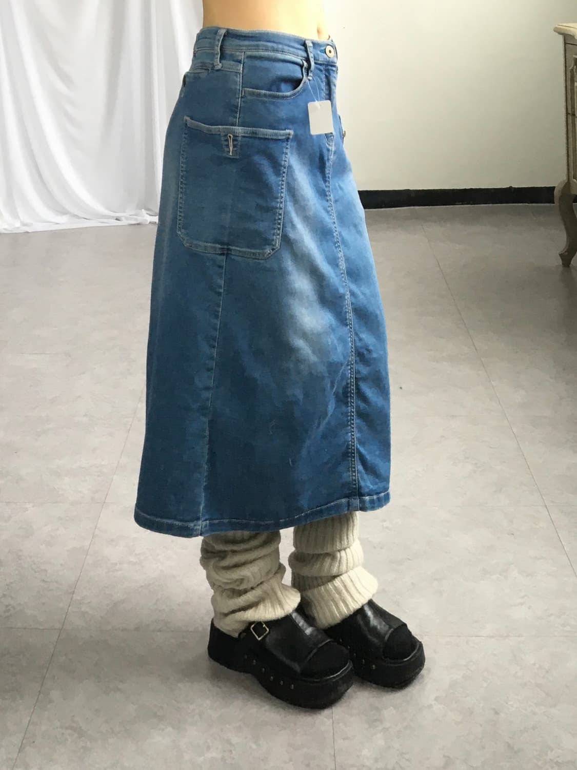 Pocket point washing cotton skirt 상품이미지6