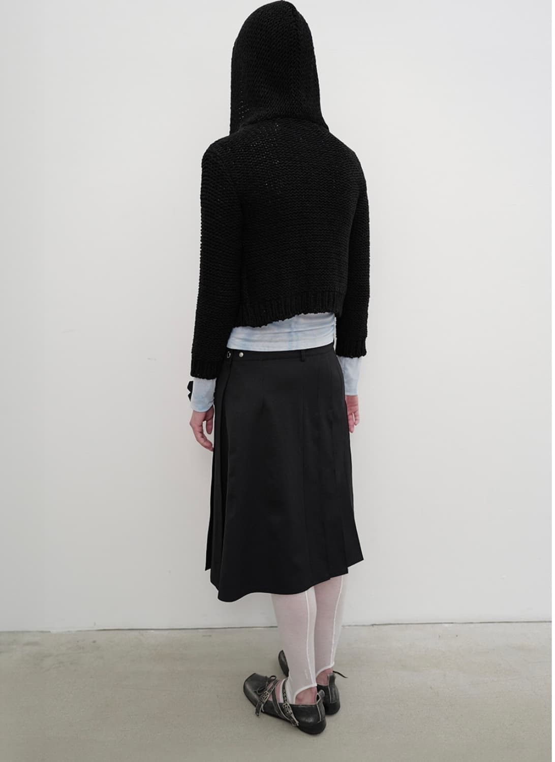 오픈와이와이 HOODED CHUNKY CARDIGAN, BLACK  상품이미지5