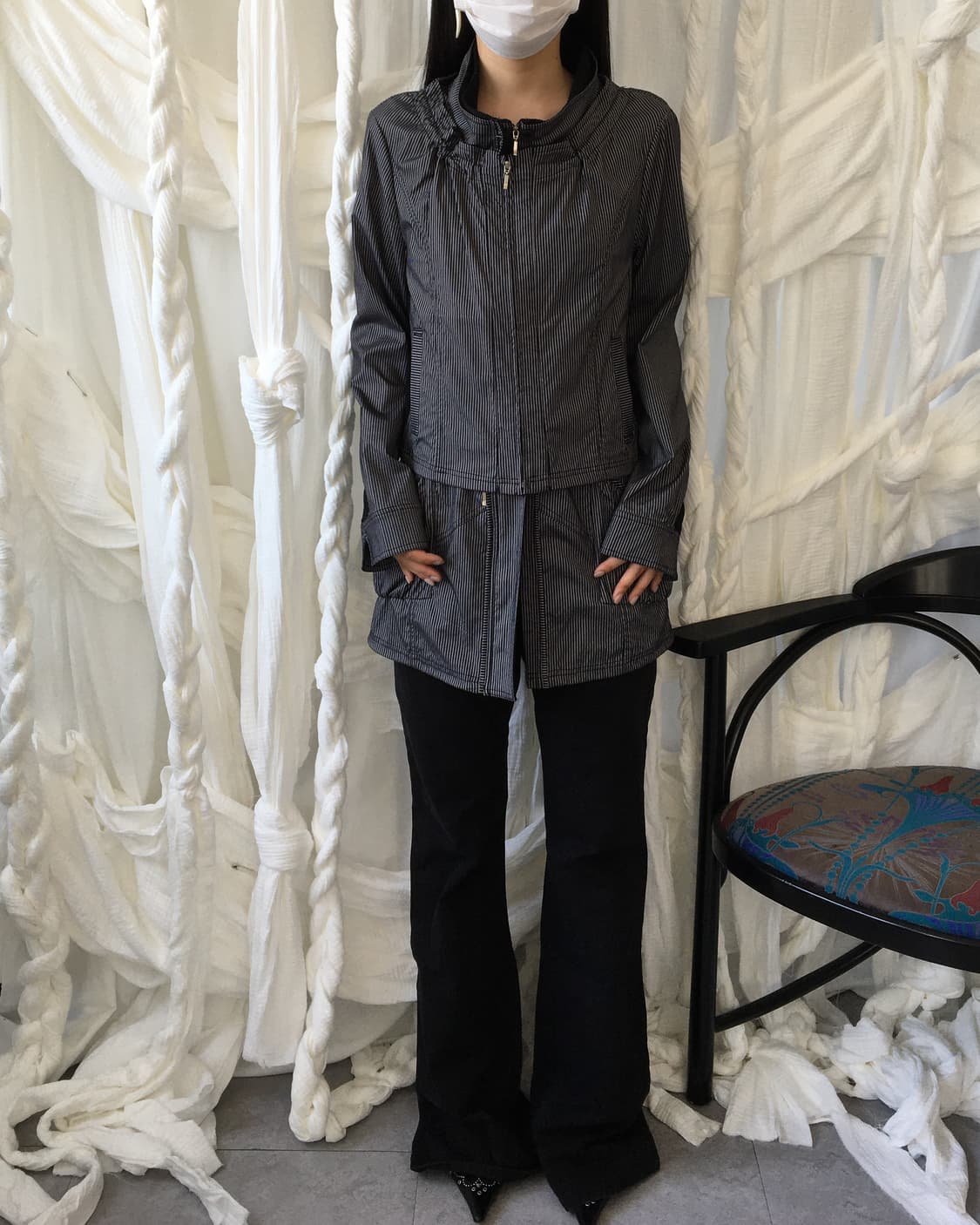 2way stripe pattern vest & jacket 상품이미지7