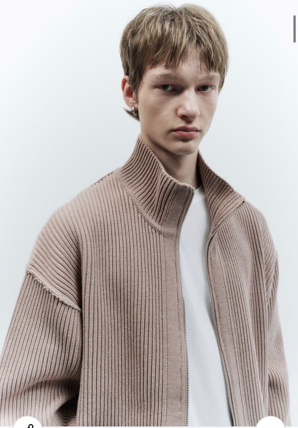 (L) 인사일런스 오버핏 니트 집업 DUSTY PINK 판매 상품이미지7