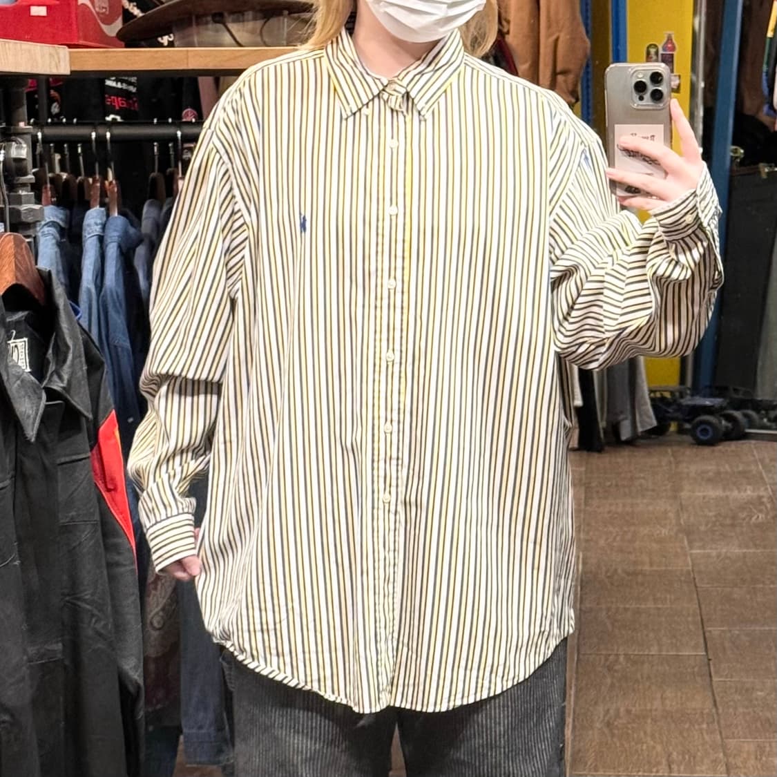 [HI] 폴로 랄프로렌 긴팔셔츠 스트라이프 옐로우블루 상품이미지1