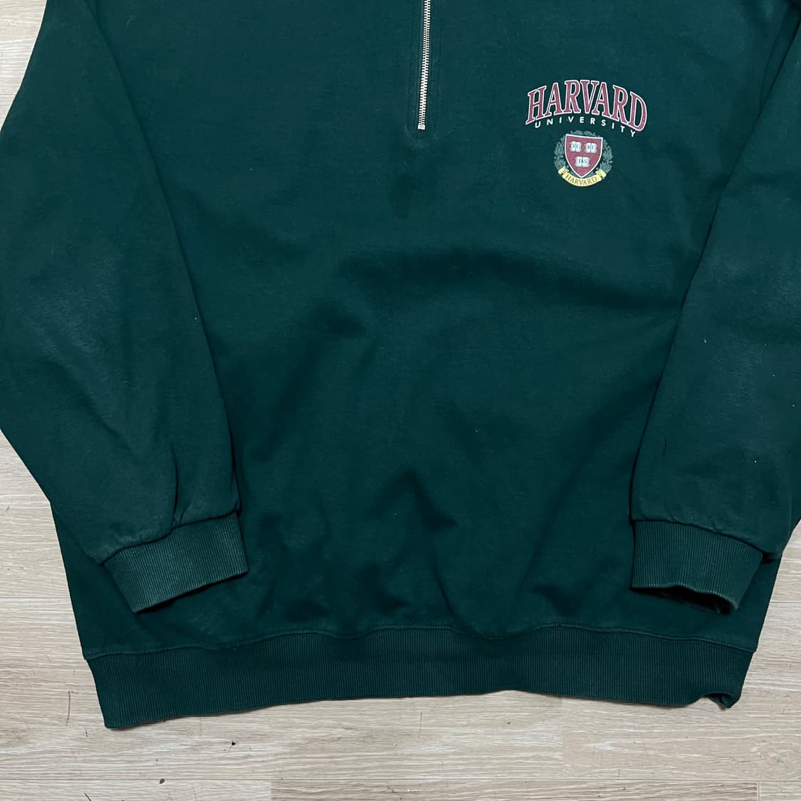 하버드 유니버시티 프린팅 반집업 맨투맨 스웨트셔츠 [그린] 2XL/110 상품이미지3