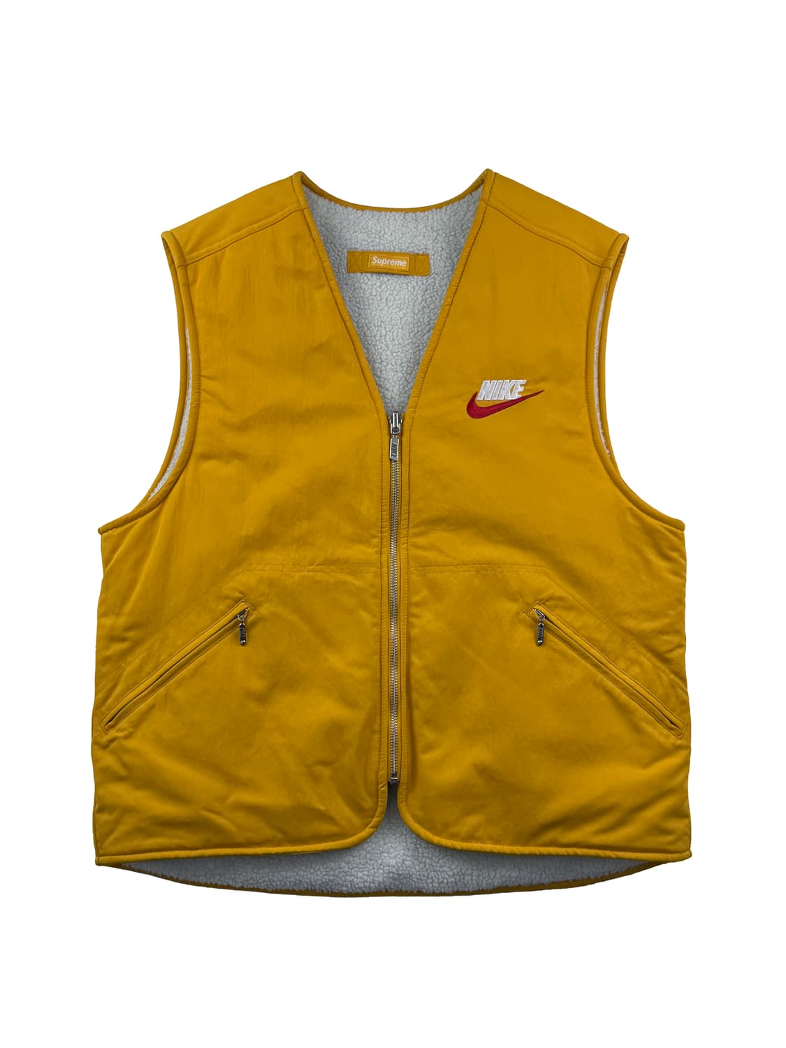 슈프림 x 나이키 리버시블 나이론 쉐르파 베스트 머스타드 상품이미지1