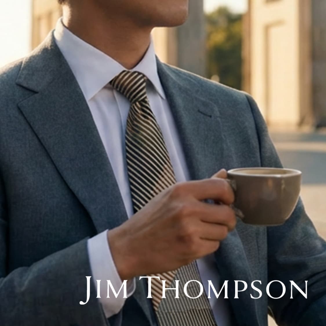 짐톰슨 실크 브라운 스트라이프 넥타이 9.7cm A등급 E847 상품이미지1