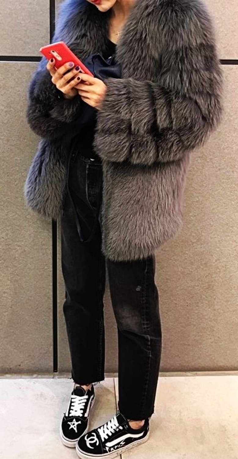 사가폭스 SagaFox 리얼폭스퍼 코트/ 그레이칼라 상품이미지9