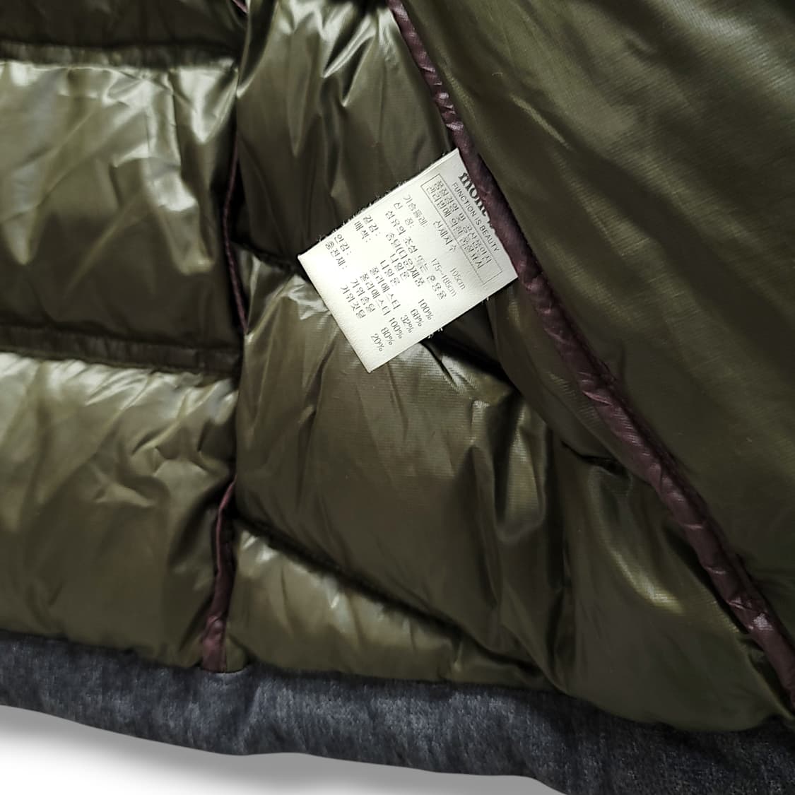 [105] 몽벨 카키 배색 후드 구스다운 패딩 상품이미지10