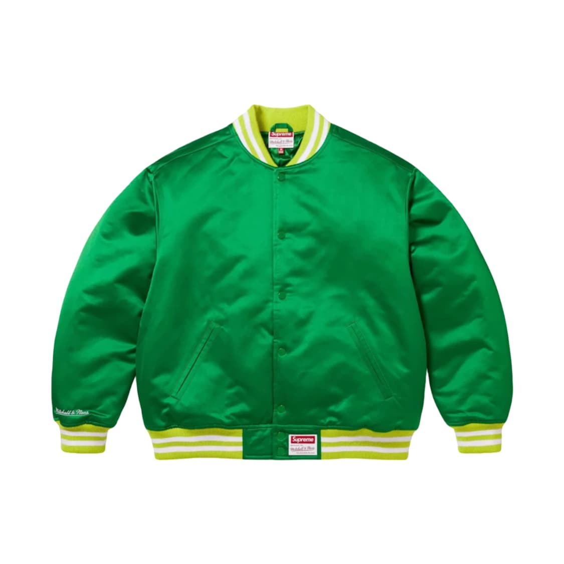 24FW 슈프림 미첼 & 네스 사틴 바시티 자켓 그린  상품이미지1