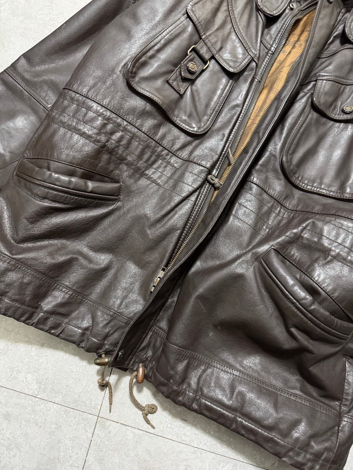  90s   브라운 컬러  소가죽   빈티지  헌팅    자켓  105s 상품이미지3