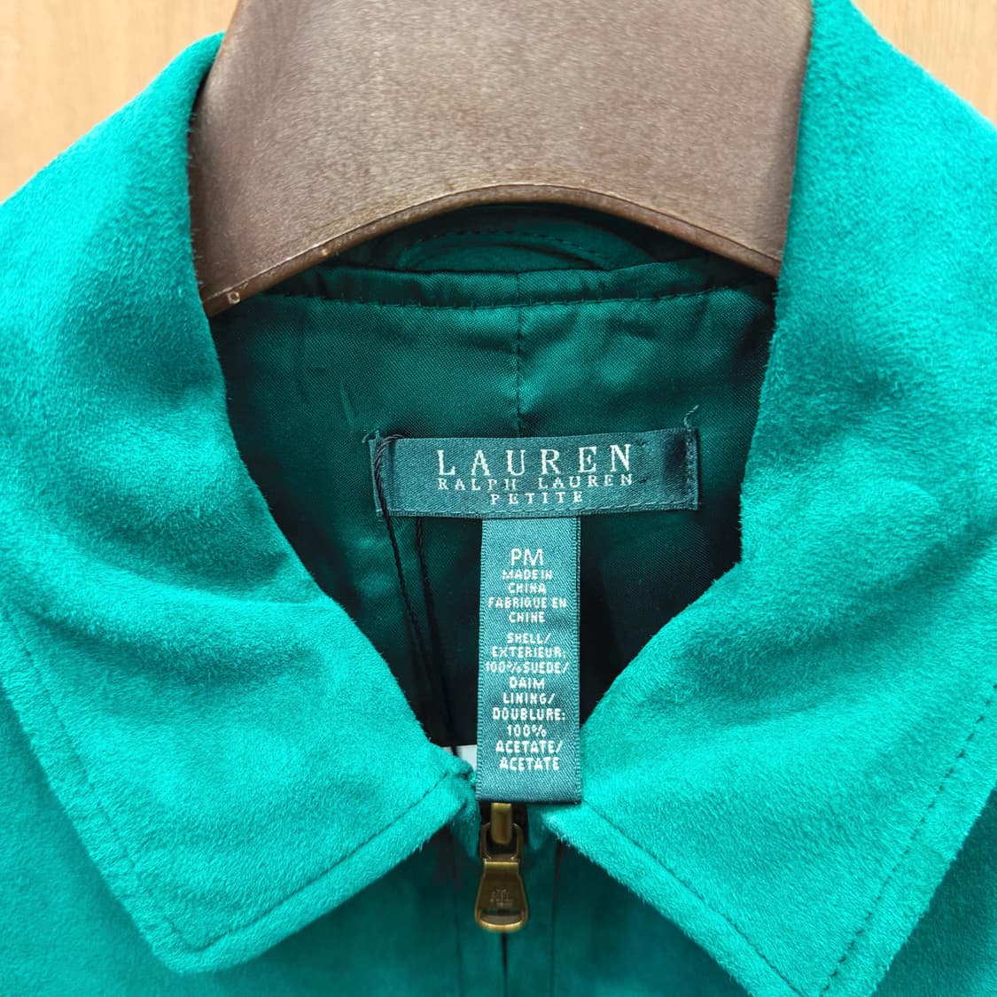 로렌 랄프로렌 스웨이드 자켓 카라넥 사이드 버클 스트랩 디테일 그린 상품이미지6