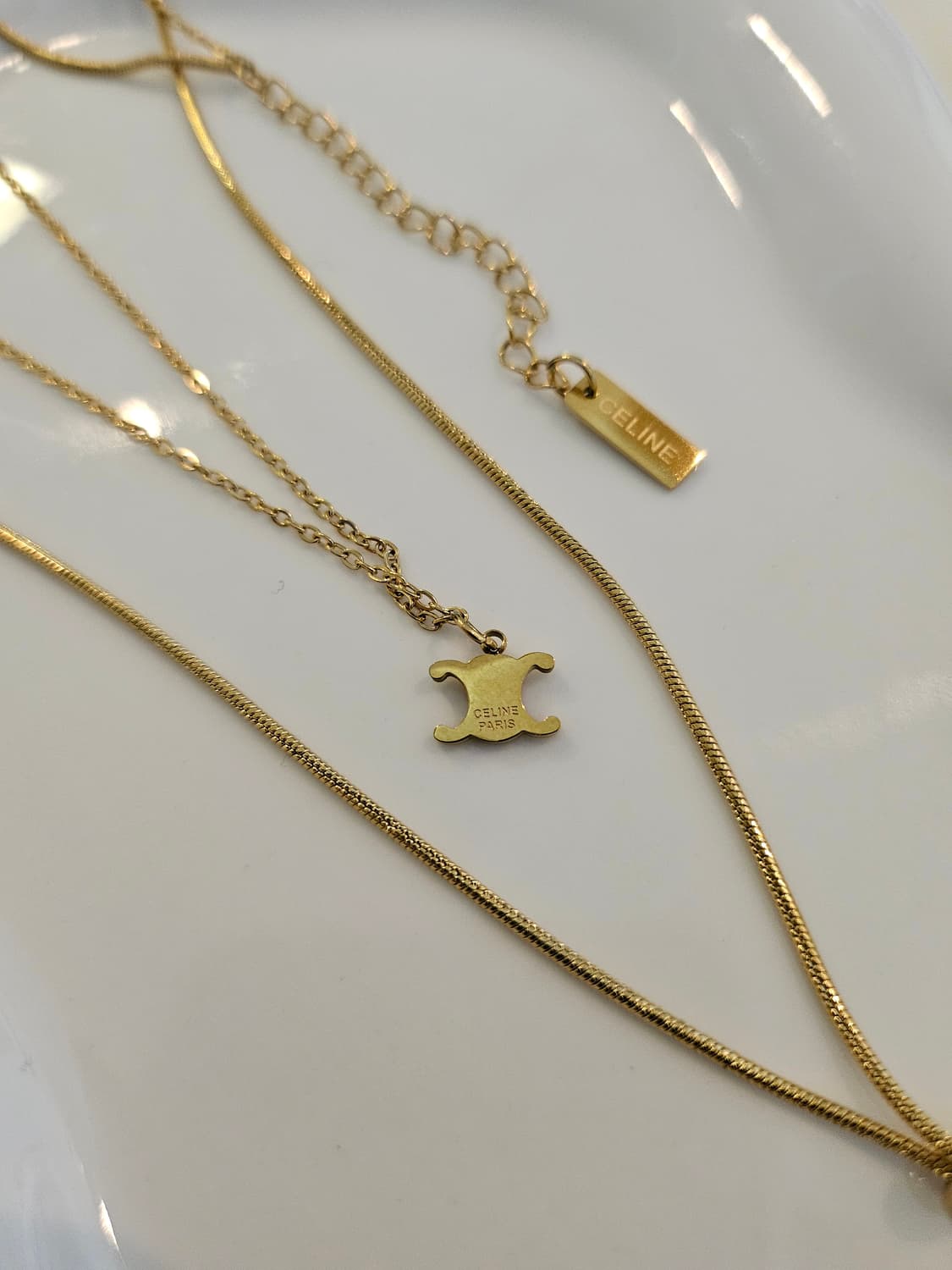 셀린느 업사이클링 두줄 레이어드 금장 목걸이 상품이미지3