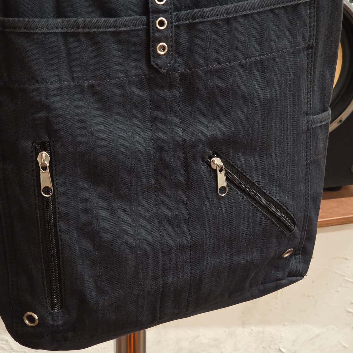 JPN 펑크 무드 블랙 코튼 숄더백 상품이미지3