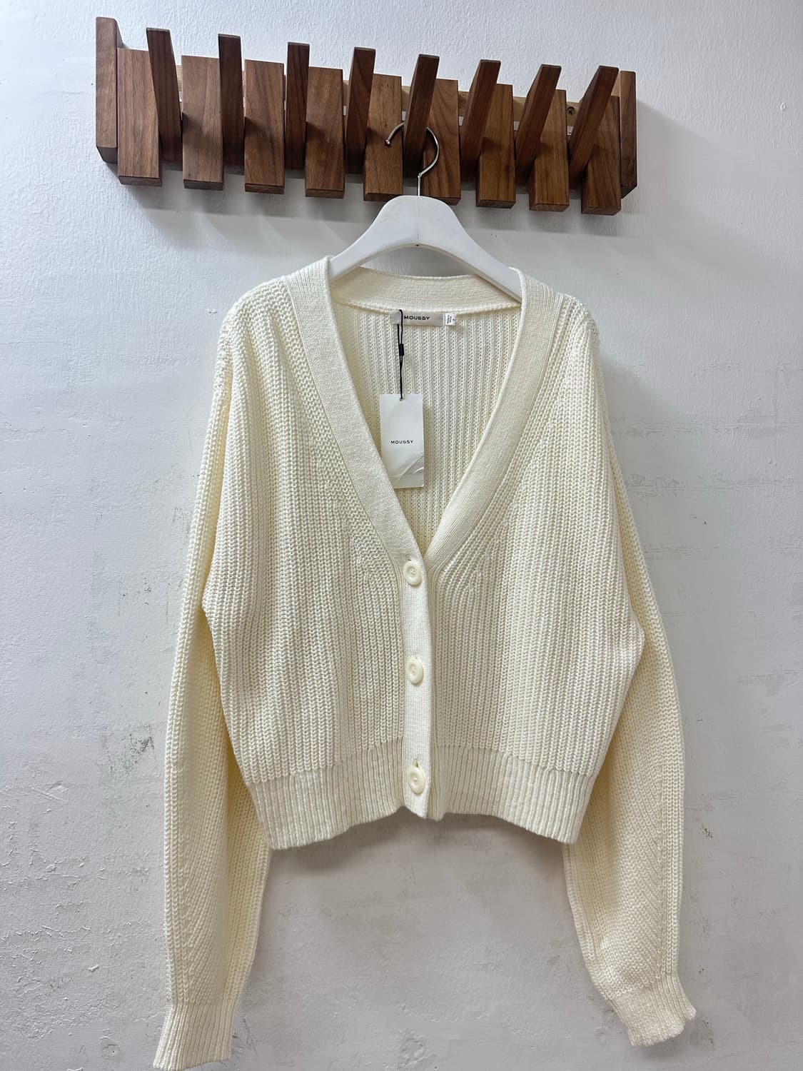 택있는 새상품 일본빈티지 MOUSSY 아이보리 모리걸 니트 가디건 상품이미지4