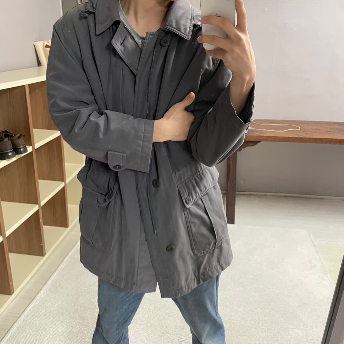 L) jpn 폴리 베이직 후드 코트  상품이미지1