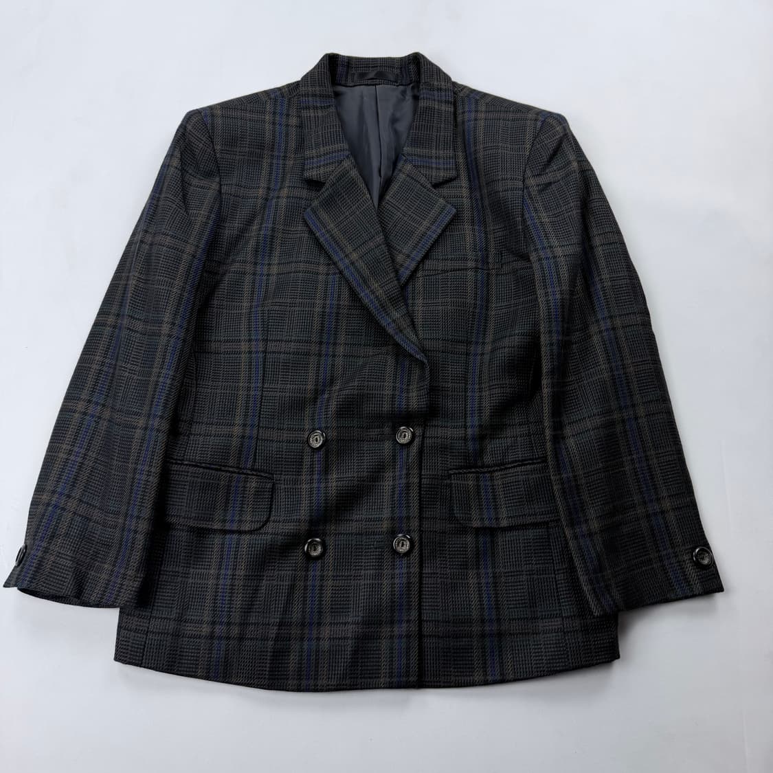 90s 버버리 더블 블레스트 체크 자켓 상품이미지1