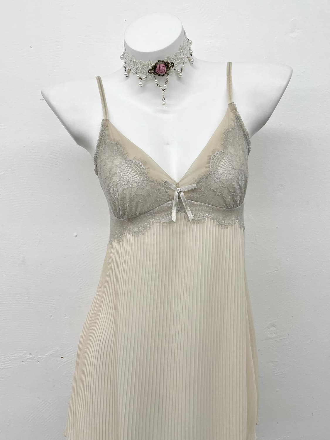 시어 레이스 리본 슬립 상품이미지2