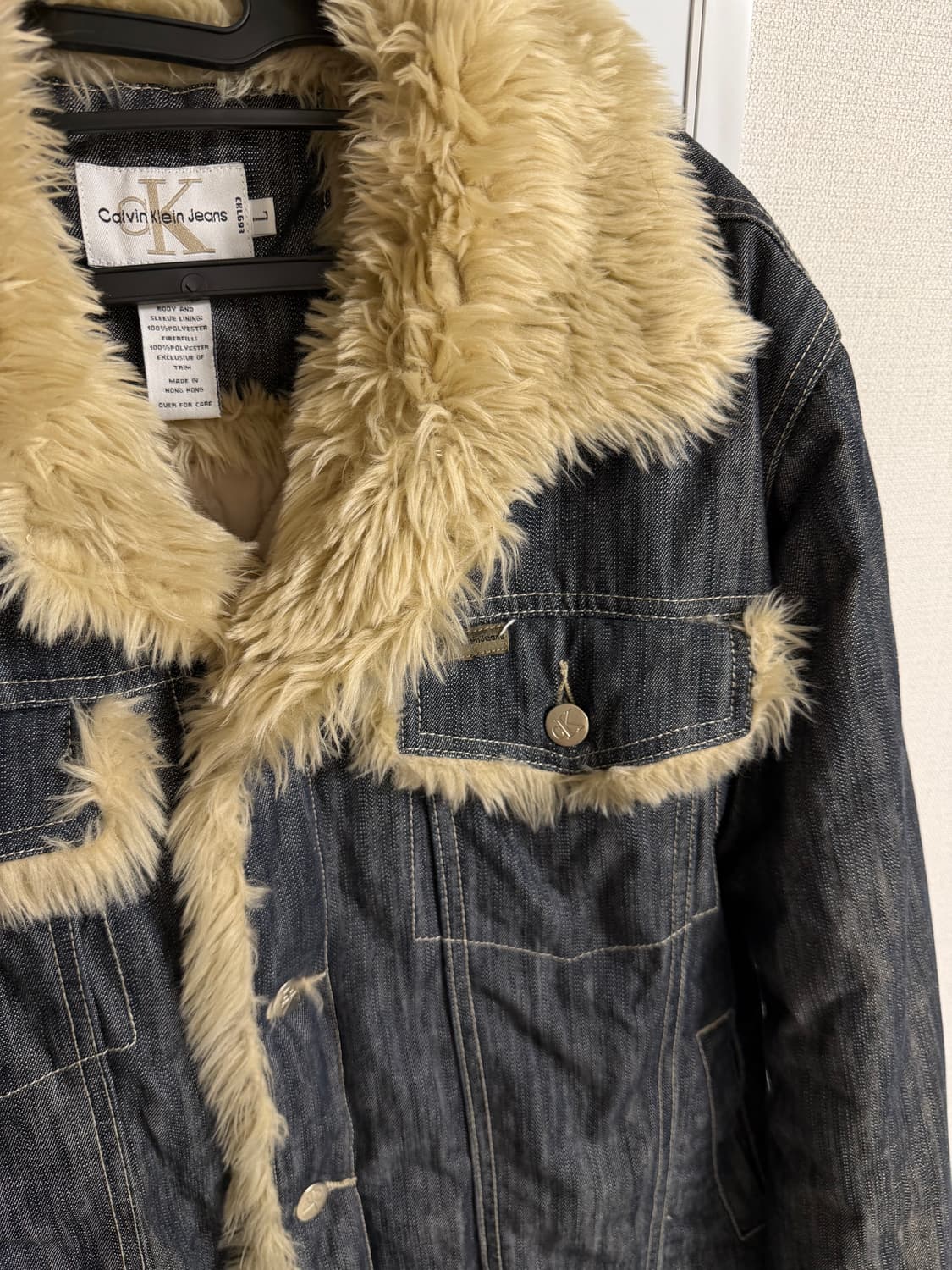 calvin klein vintage 데님 누빔 퍼 청자켓 상품이미지2