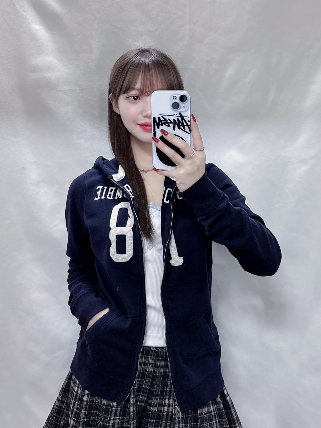 아베크롬비 다크네이비 빅로고 후드집업 상품이미지2