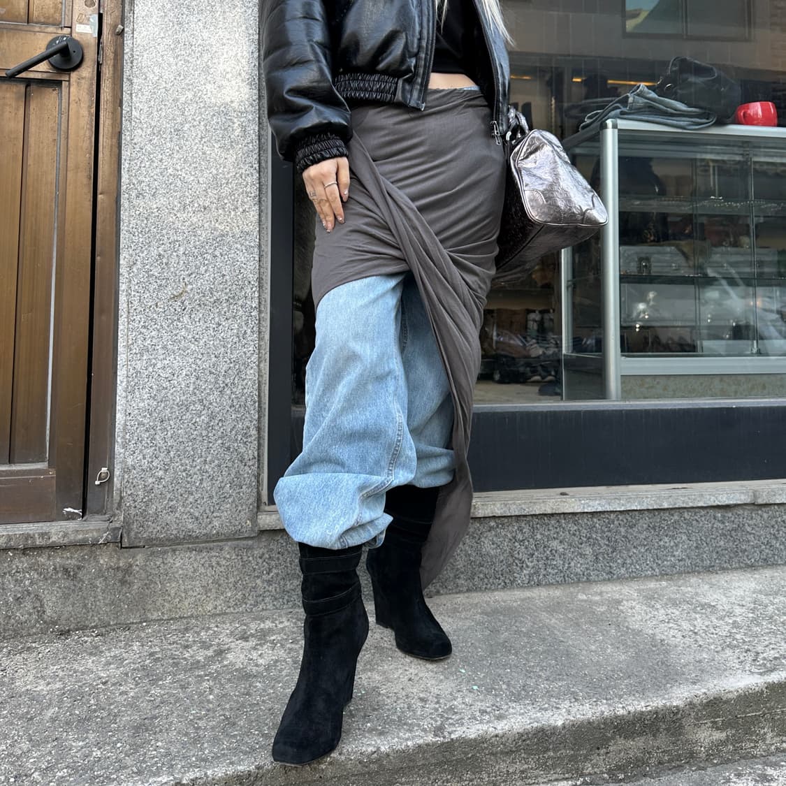 헬무트 랭 비대칭 레이어드 스커트 상품이미지6