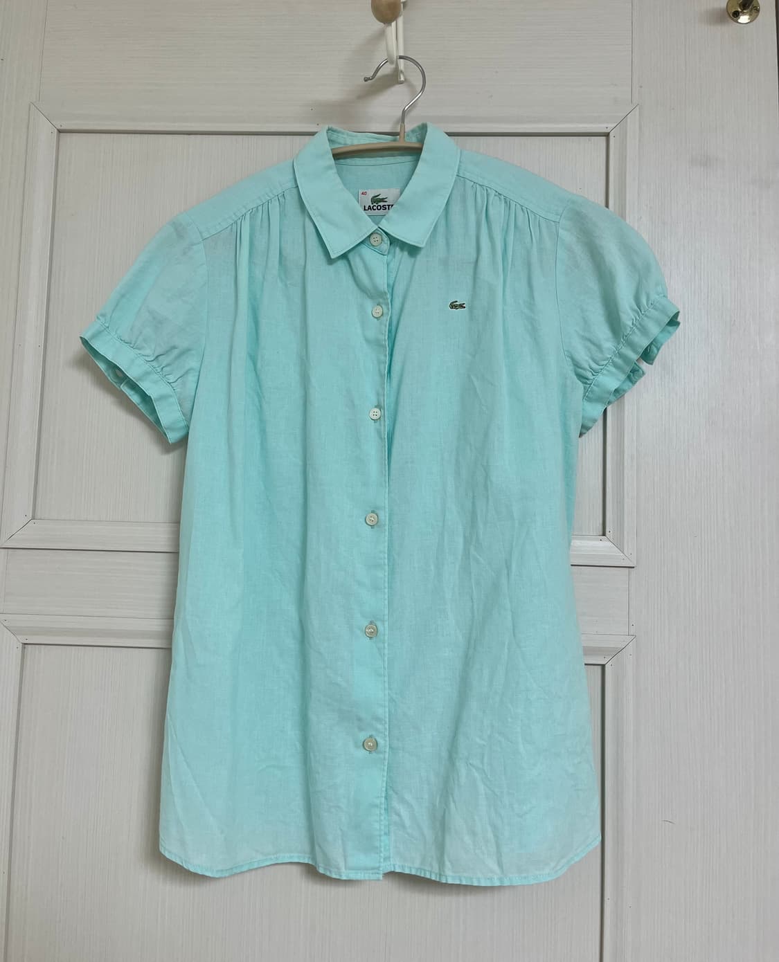 라코스테 민트 린넨 반팔 셔츠 40 상품이미지1