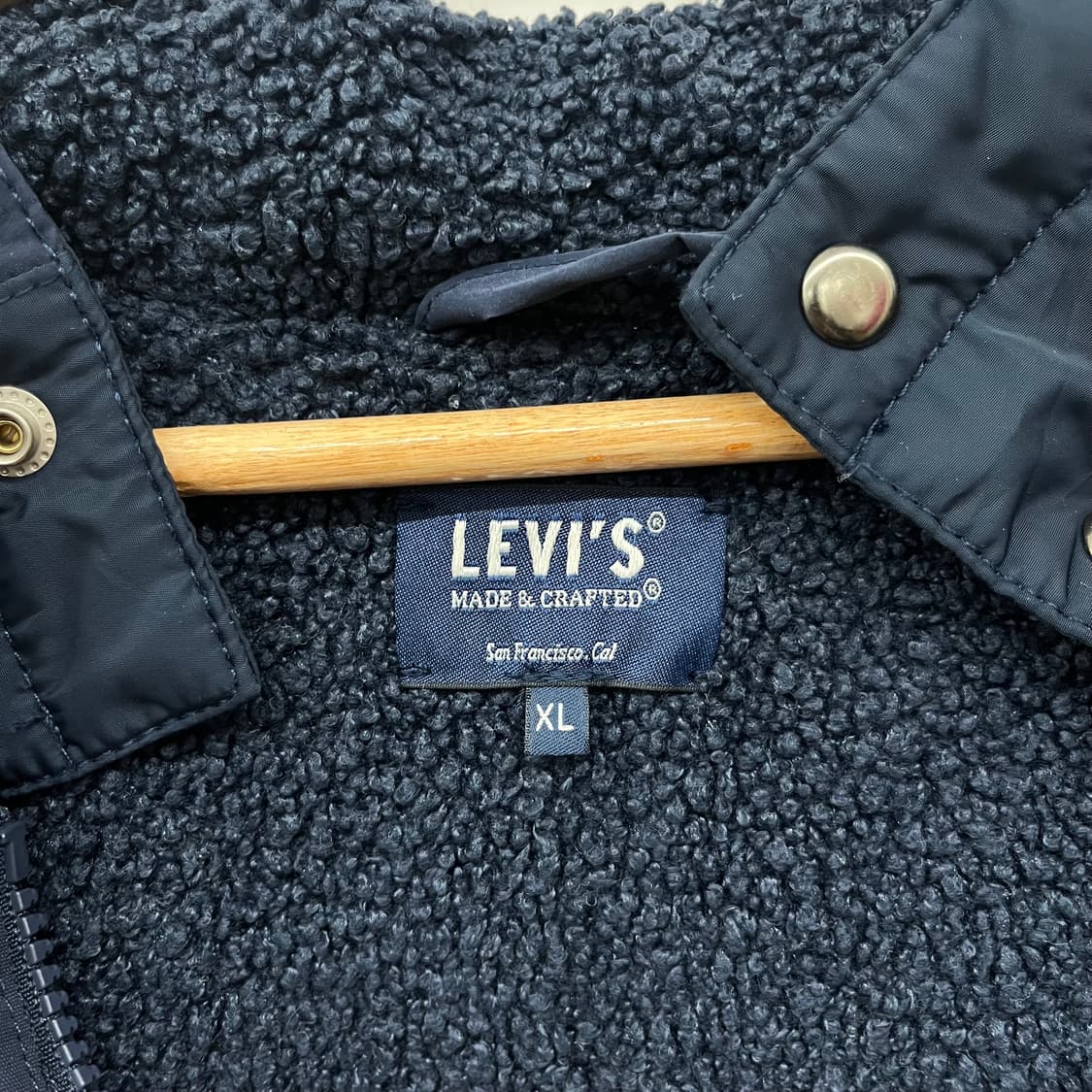 리바이스 네이비 퀼팅 후드 롱 코트 남/XL 상품이미지4