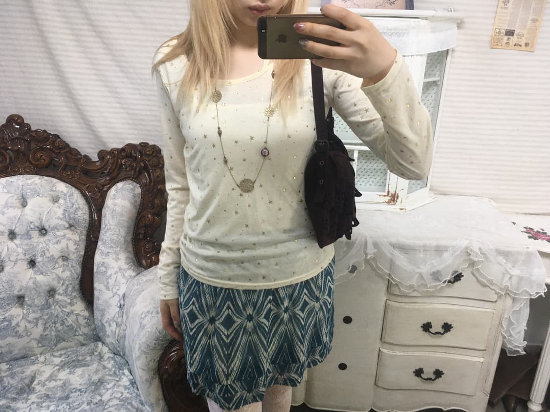 일본빈티지 아이보리 별 패턴 롱슬리브 상품이미지5