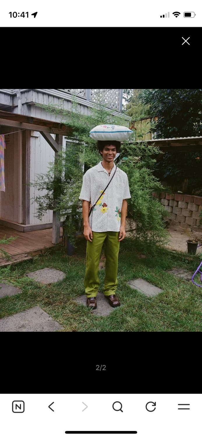 앤더슨벨 유니섹스 플라워 엠브로더리 오픈 칼라 셔츠L 상품이미지2