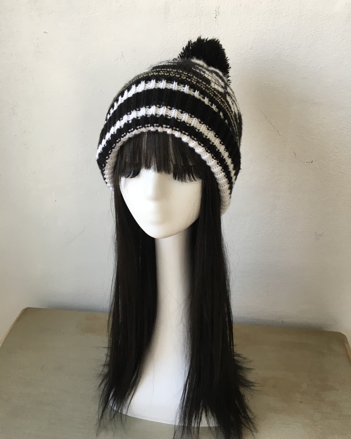  pom snow pattern knit beanie 상품이미지2