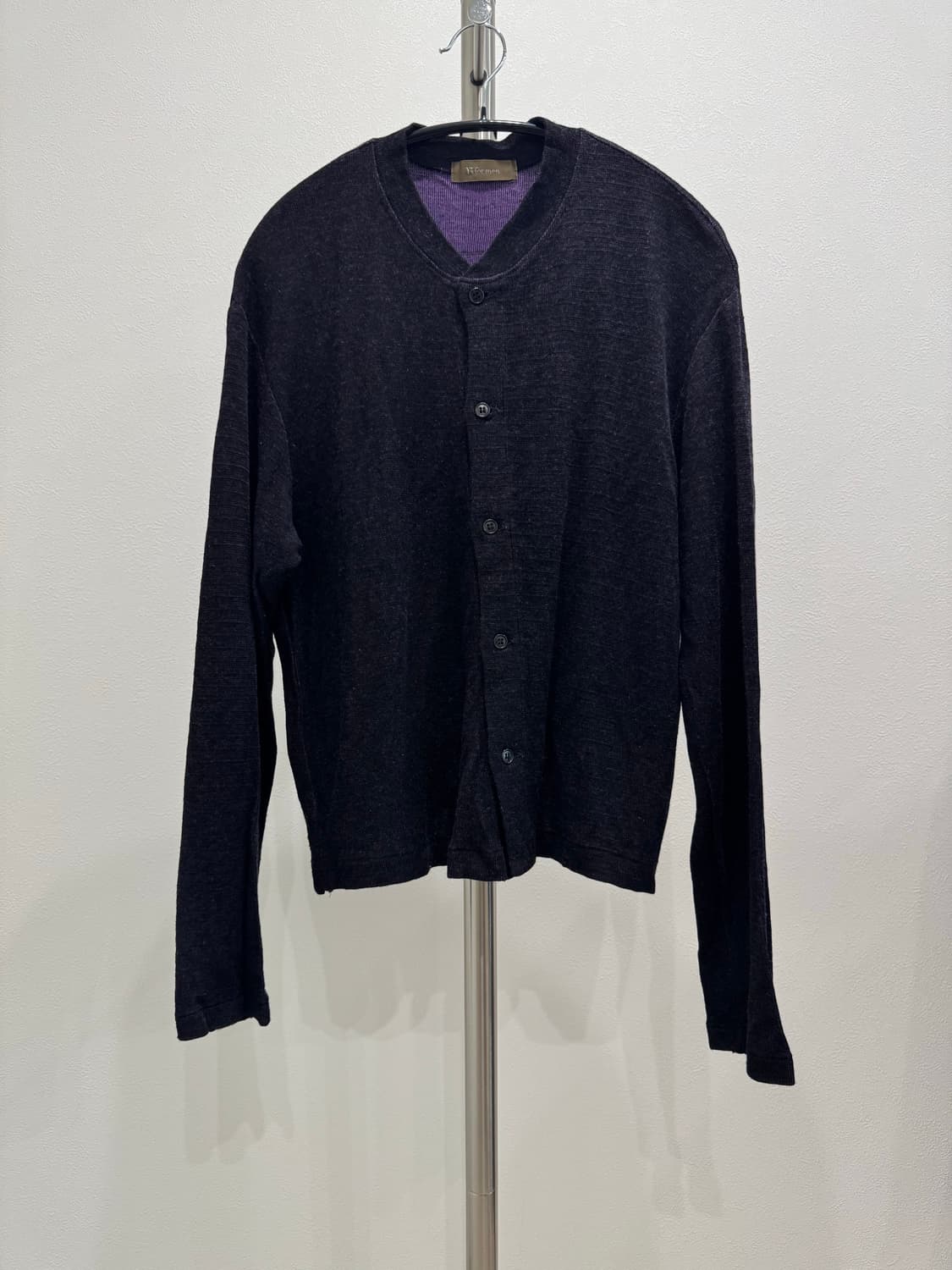 요지야마모토 00‘s 다크퍼플 크롭 가디건 상품이미지1