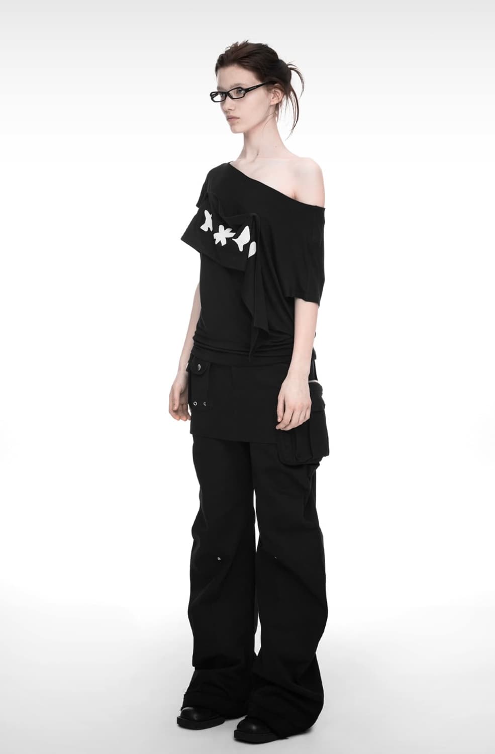 나체 2-WAY PRINTED LOOSE T-SHIRT BLACK 상품이미지3