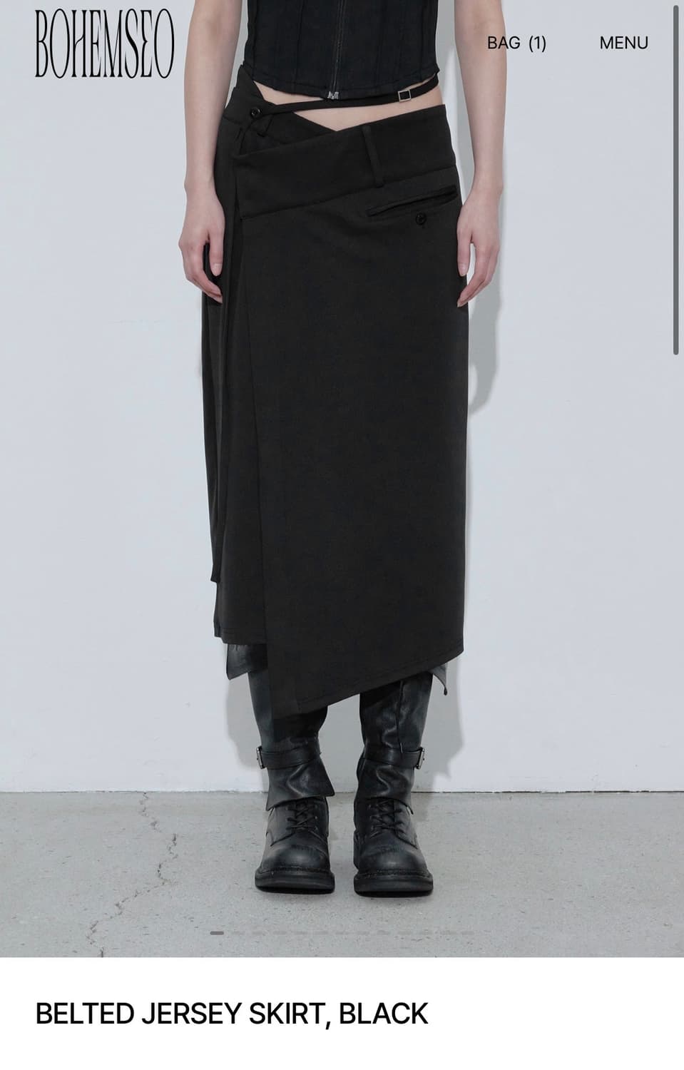 보헤미안서울 보헴서 BELTED JERSEY SKIRT, BLACK 상품이미지1