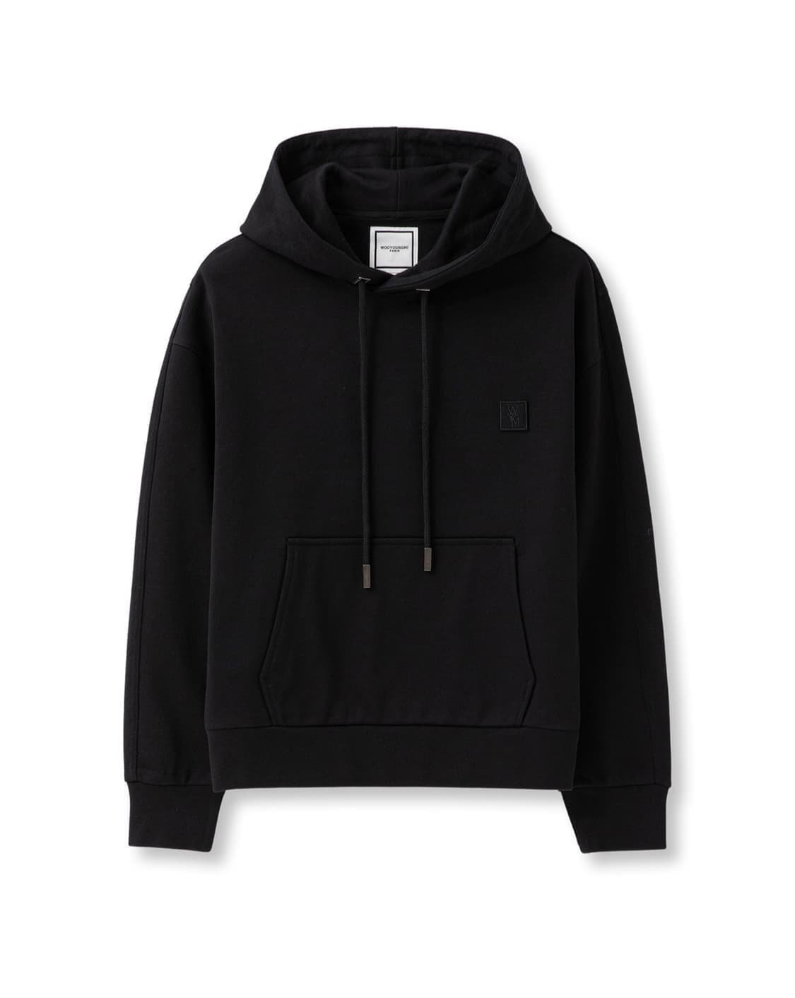 새상품(S) 우영미 블랙 그라데이션 엠보싱 백로고 후드티셔츠 상품이미지1