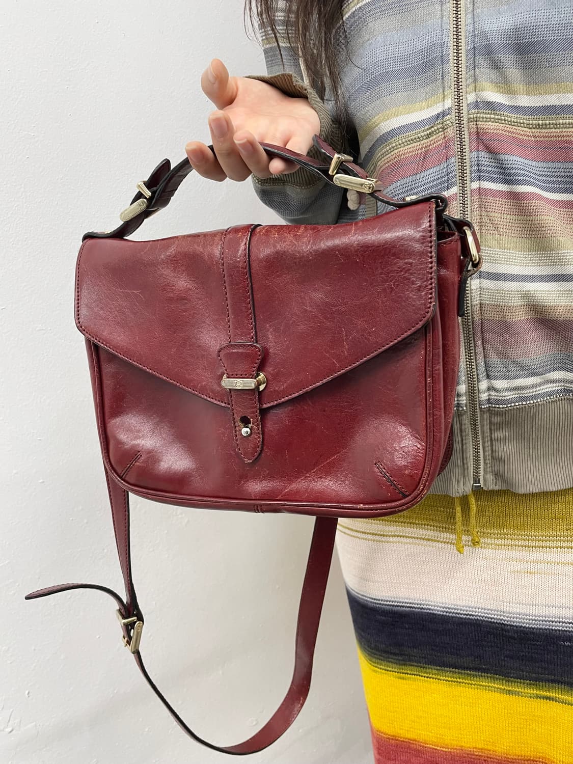 마시모두띠 버건디 리얼레더 사첼백  상품이미지5