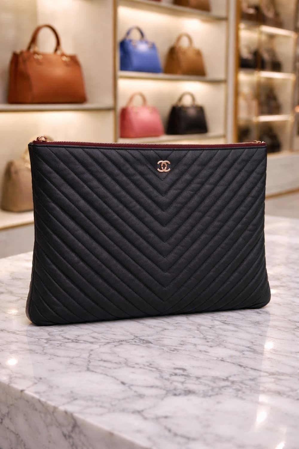 [S급] 샤넬 캐비어 쉐브론 클러치 라지 판매합니다!!! 상품이미지1