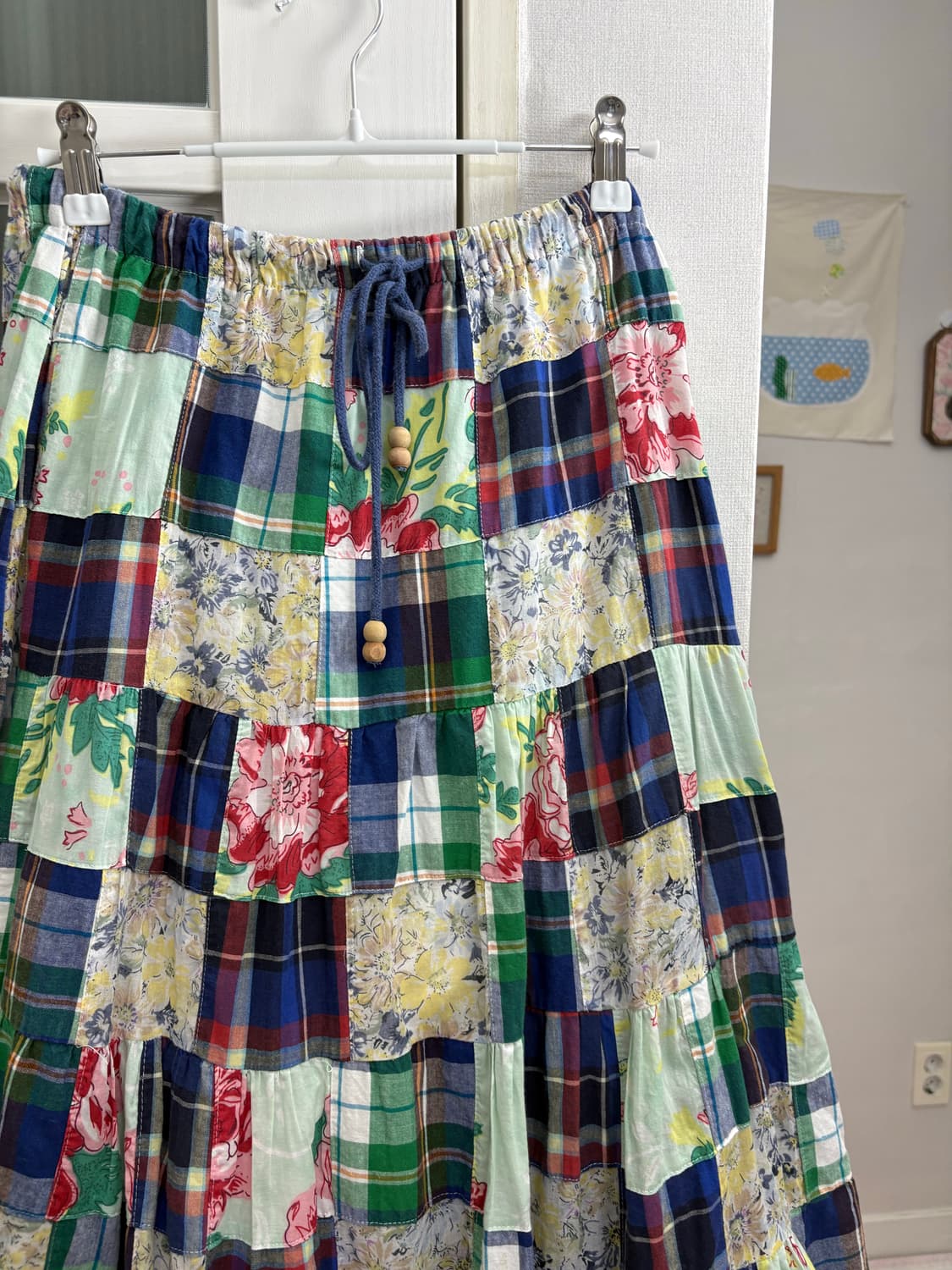 민트 플라워 패치 롱 스커트 상품이미지3