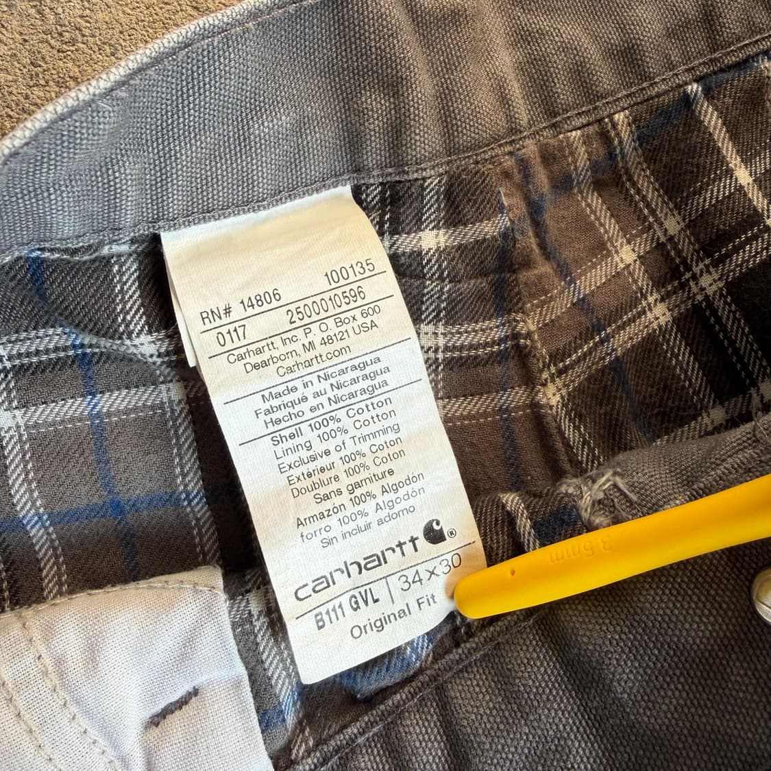 칼하트 B111 GVL 싱글니 카펜터 워크 팬츠 상품이미지8