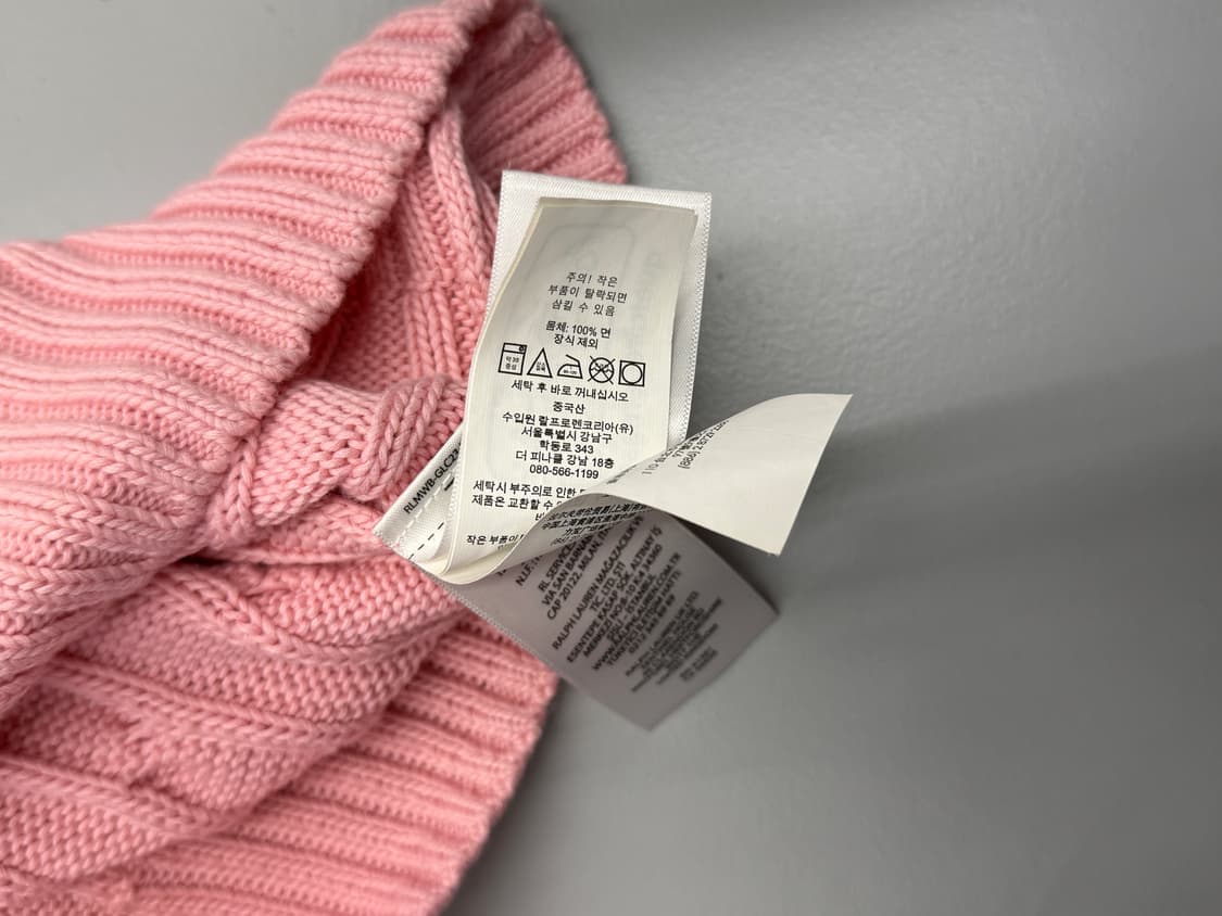 폴로 랄프로렌 신형 QR라벨 피마코튼 핑크 케이블 니트 상품이미지7